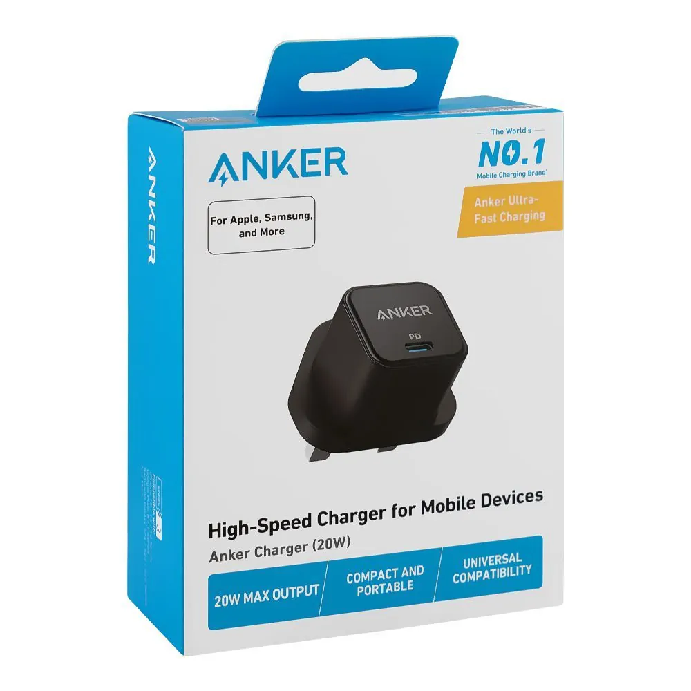 رأس شحن Anker PowerPort III بقوة 20 واط أسود