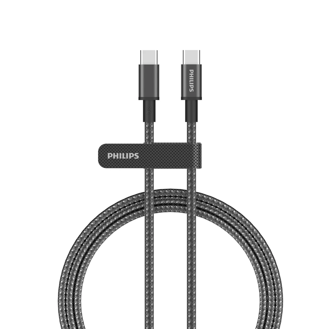 كيبل شحن ومزامنة فيليبس DLC5140C/00 من USB-C إلى USB-C بطول 1.2 متر 60 واط