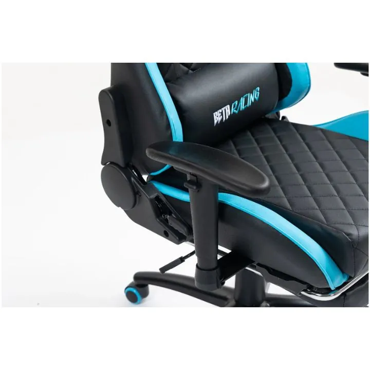 كرسي ألعاب بيتا ريسنغ أسود مع أزرق ومسند قدم Beta Racing Gaming Chair Blue-Black with Footrest